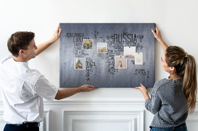 Cork board World map made of typography