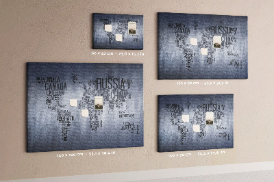Cork board World map made of typography