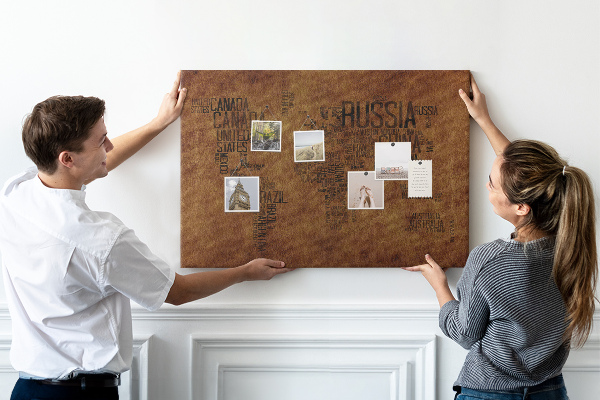Cork display board Country names map