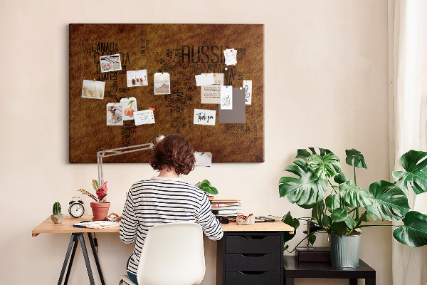 Cork display board Country names map