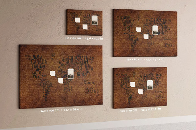 Cork display board Country names map