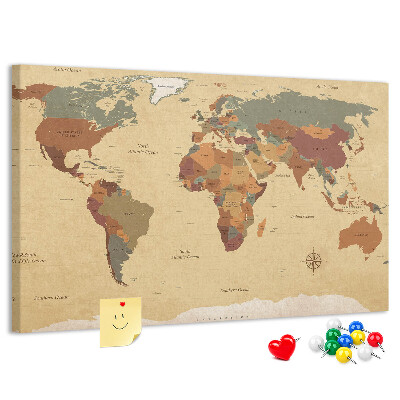 Cork board Vintage world map