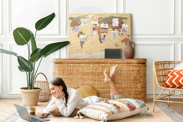 Cork board Vintage world map