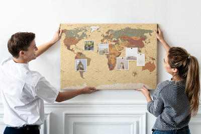 Cork board Vintage world map