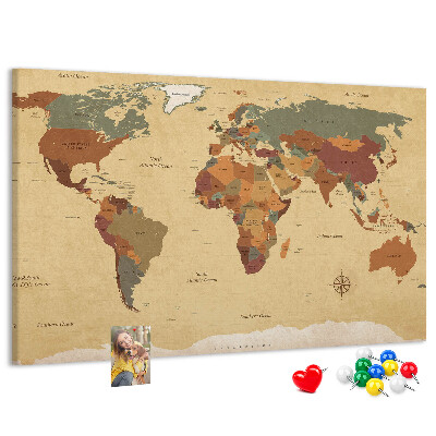 Cork board Vintage world map