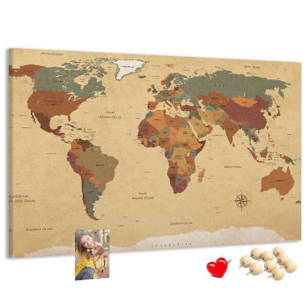 Cork board Vintage world map