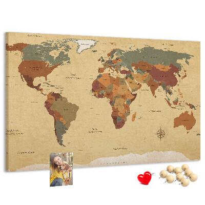 Cork board Vintage world map