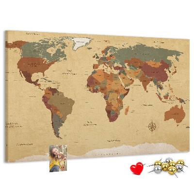 Cork board Vintage world map
