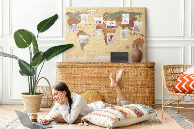 Cork board Vintage world map