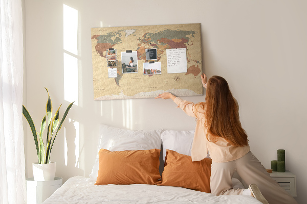 Cork board Vintage world map