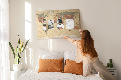 Cork board Vintage world map