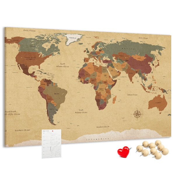 Cork board Vintage world map