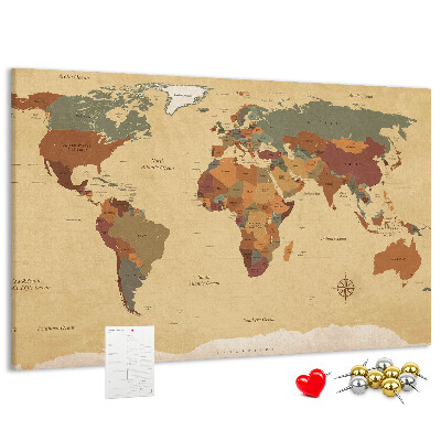 Cork board Vintage world map