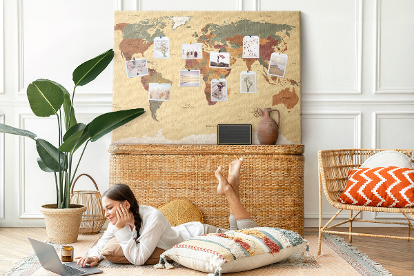 Cork board Vintage world map