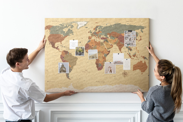 Cork board Vintage world map