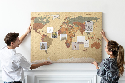Cork board Vintage world map