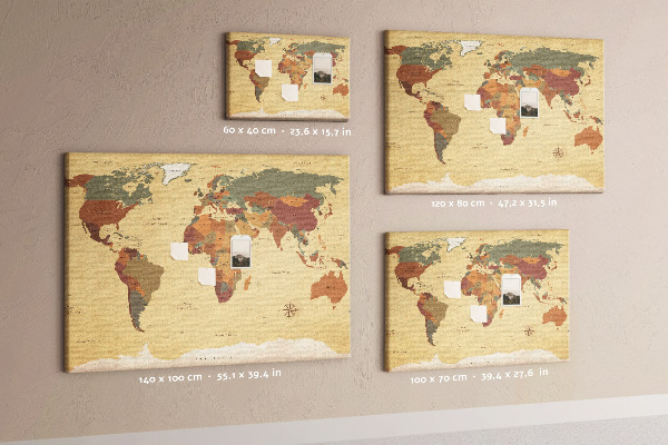 Cork board Vintage world map
