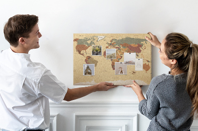 Cork board Vintage world map