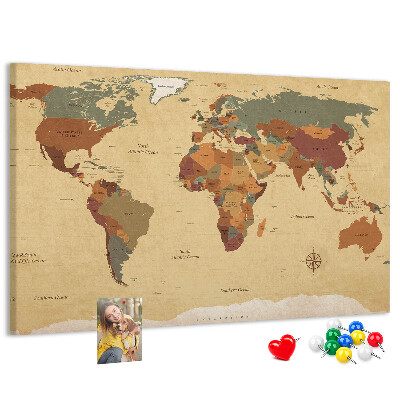Cork board Vintage world map