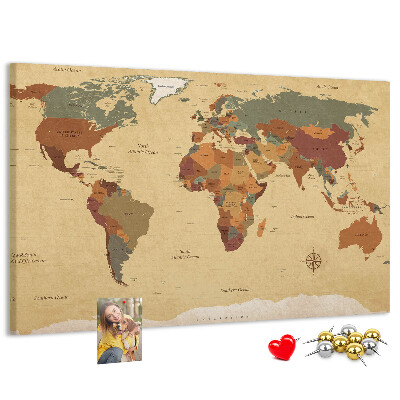 Cork board Vintage world map