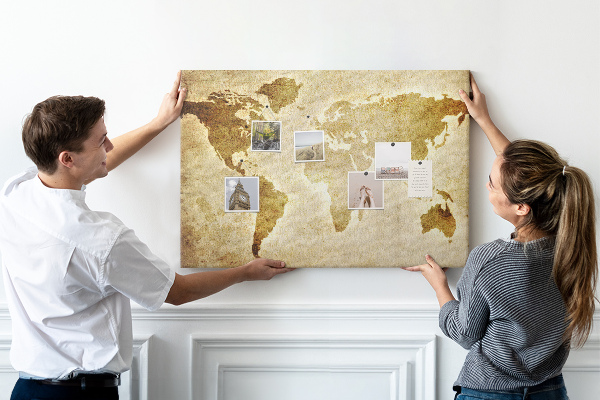 Cork display board Old world map