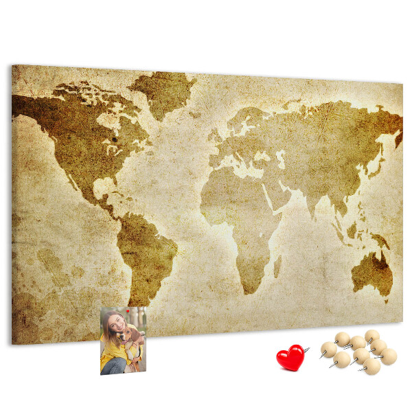 Cork display board Old world map