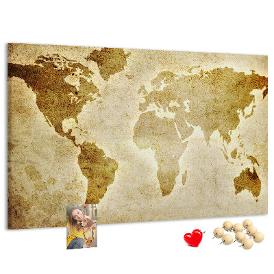 Cork display board Old world map