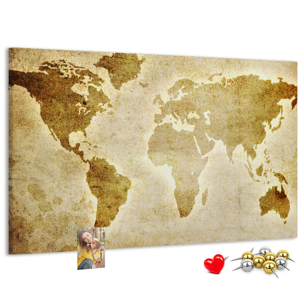 Cork display board Old world map