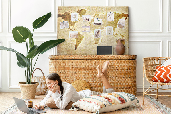 Cork display board Old world map