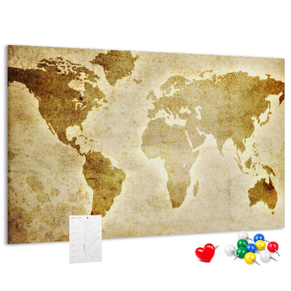 Cork display board Old world map