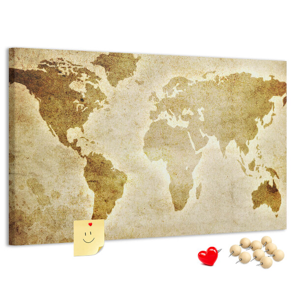 Cork display board Old world map