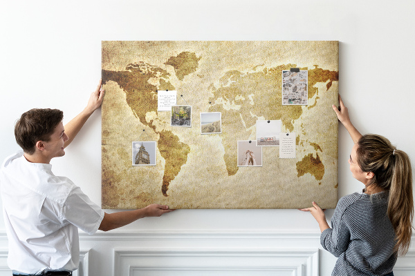 Cork display board Old world map
