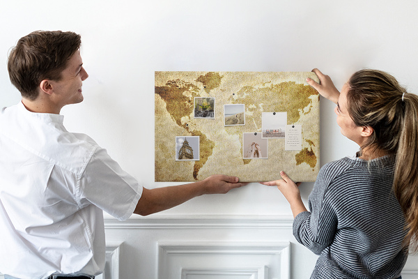 Cork display board Old world map