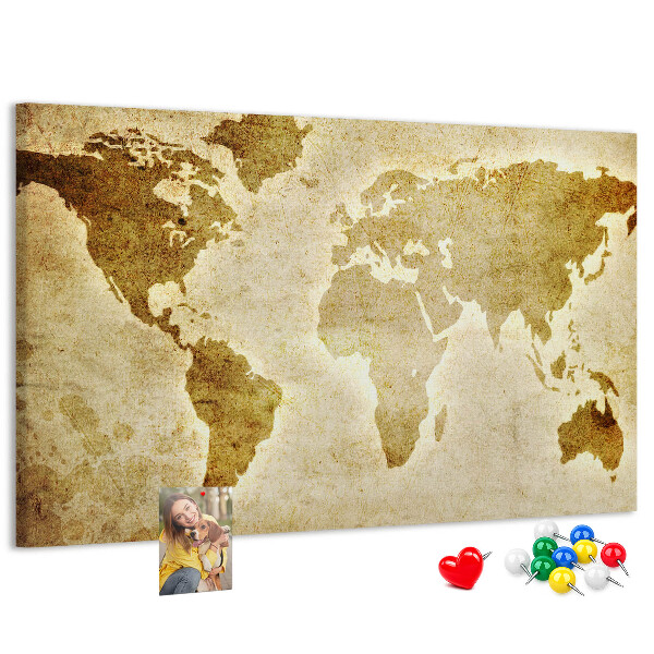 Cork display board Old world map