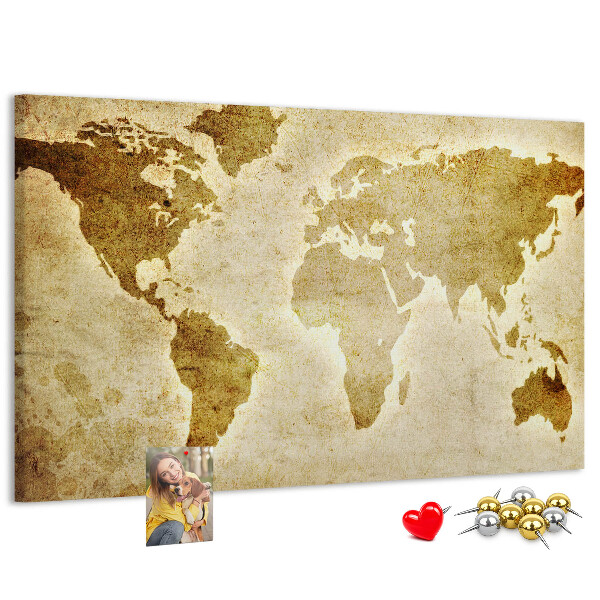 Cork display board Old world map