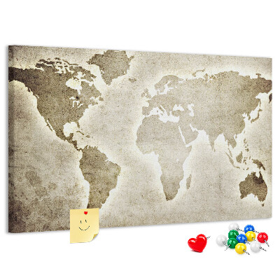 Cork memo board World map