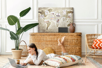 Cork memo board World map