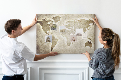 Cork memo board World map