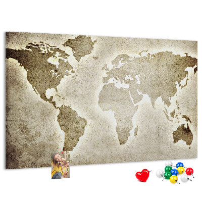 Cork memo board World map