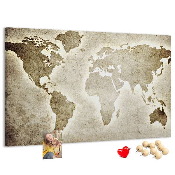 Cork memo board World map