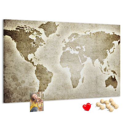 Cork memo board World map