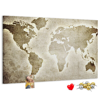 Cork memo board World map