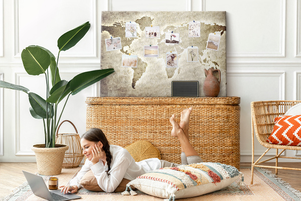 Cork memo board World map