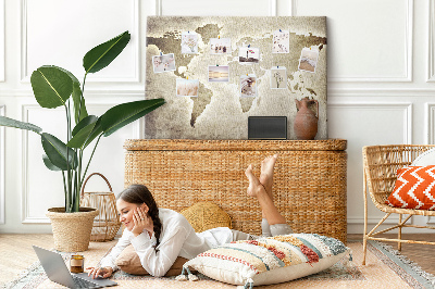 Cork memo board World map