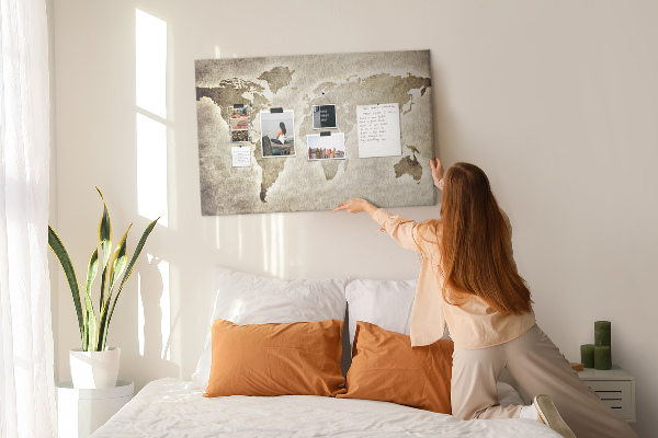 Cork memo board World map