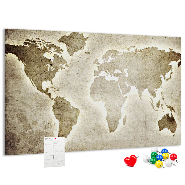 Cork memo board World map