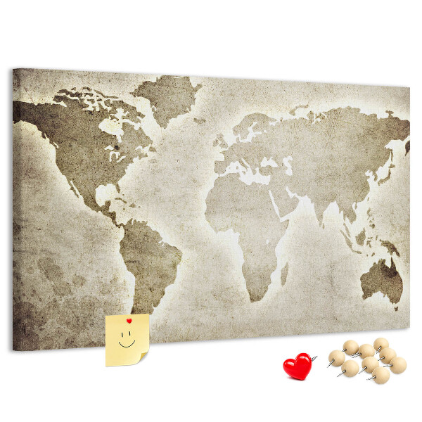 Cork memo board World map