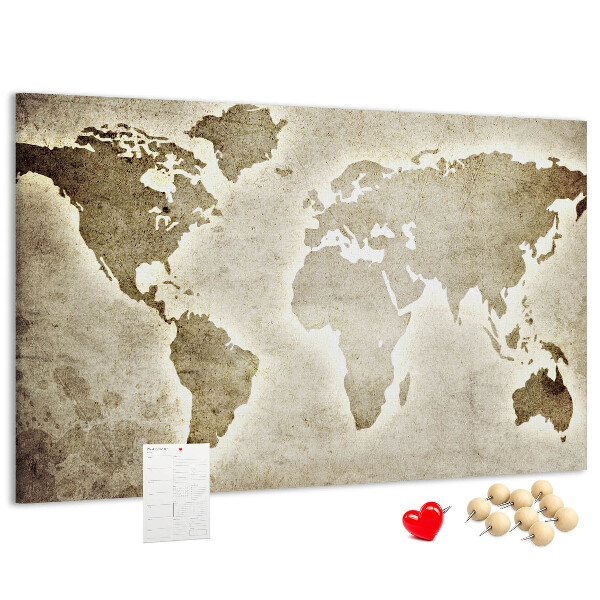 Cork memo board World map
