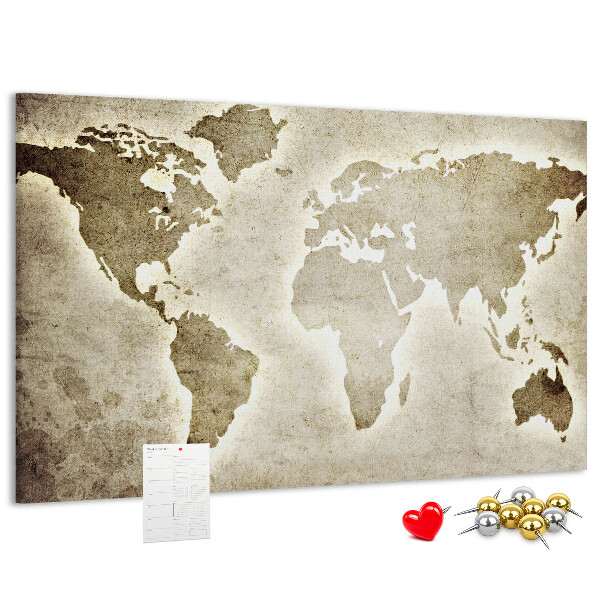 Cork memo board World map