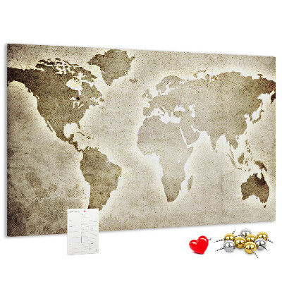 Cork memo board World map